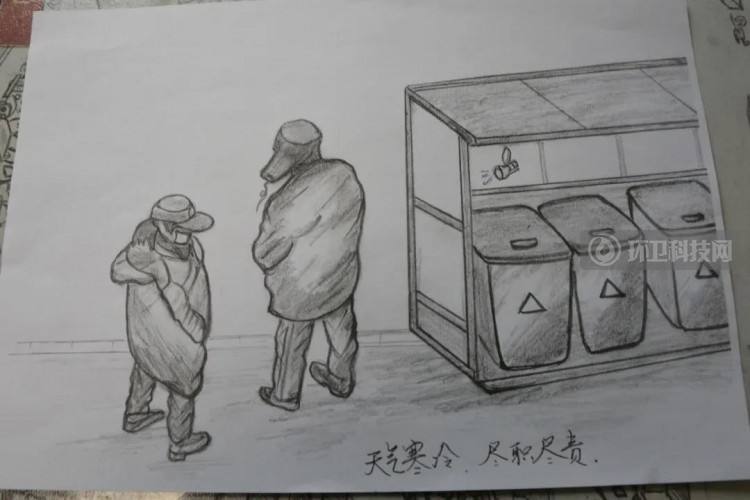 北京退休大爷用画笔记录小区垃圾分类桶站值守故事