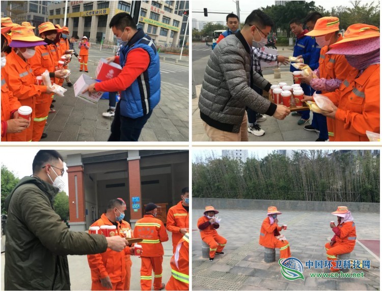 厦门翔安建发为一线环卫工人送早餐、送口罩