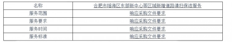 合肥市瑶海区东部新中心等区域新增道路清扫保洁服务中标（成交）结果公告