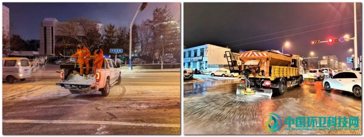 榆林市榆阳区环卫连夜开展除雪攻坚战，保障市民出行安全