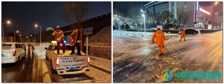 榆林市榆阳区环卫连夜开展除雪攻坚战，保障市民出行安全