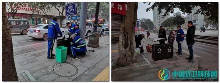 重庆城区更换环卫设备,果皮箱“旧貌换新颜”!