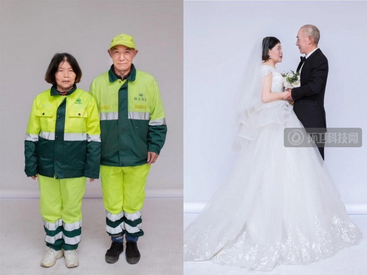 惊艳！浙江桐乡爱心商家为4对环卫工人量身打造“迟来的婚纱照