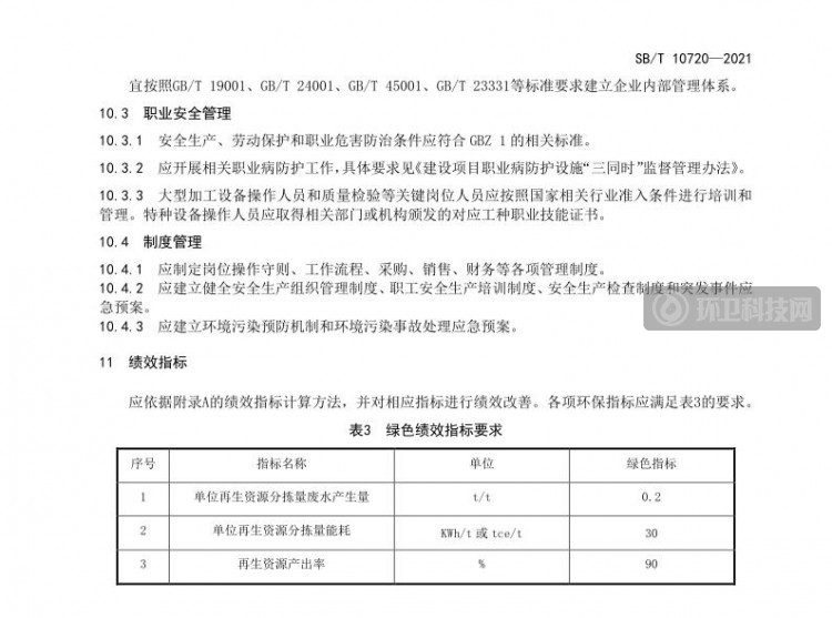 商务部发布《再生资源绿色分拣中心建设管理规范》（SB/T 10720-2021）