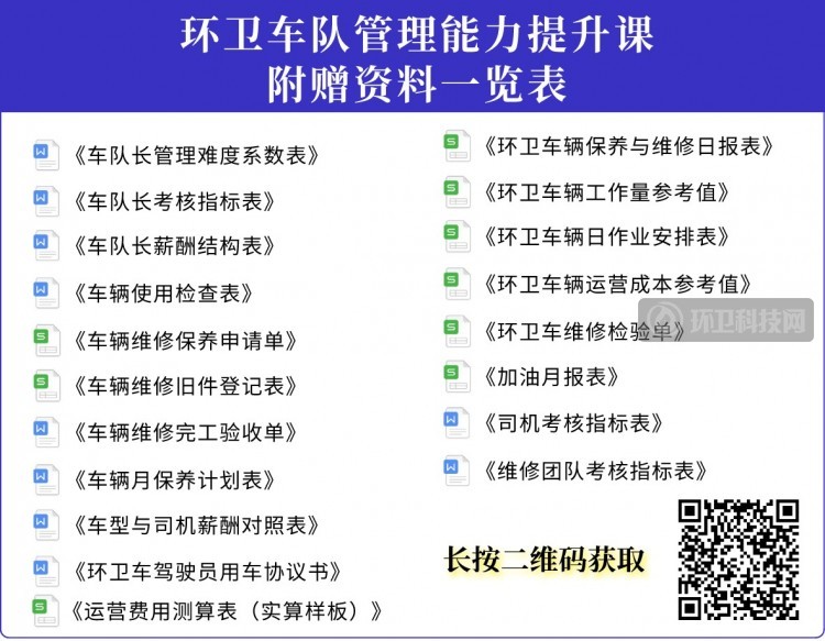 免费下载！《环卫车油耗测算管理办法》及各类台账限时领！